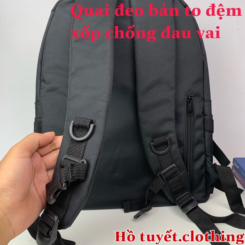 Balo đi học cặp học sinh nam nữ bassic có ngăn đựng laptop vải canvas chống thấm nước A 25