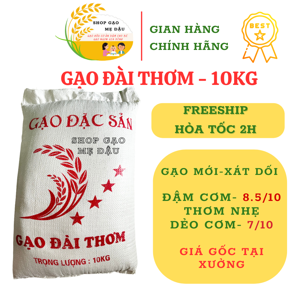Gạo Đài Thơm Tám túi 10KG thơm nhẹ , mềm cơm, chính hãng hàng mới ...