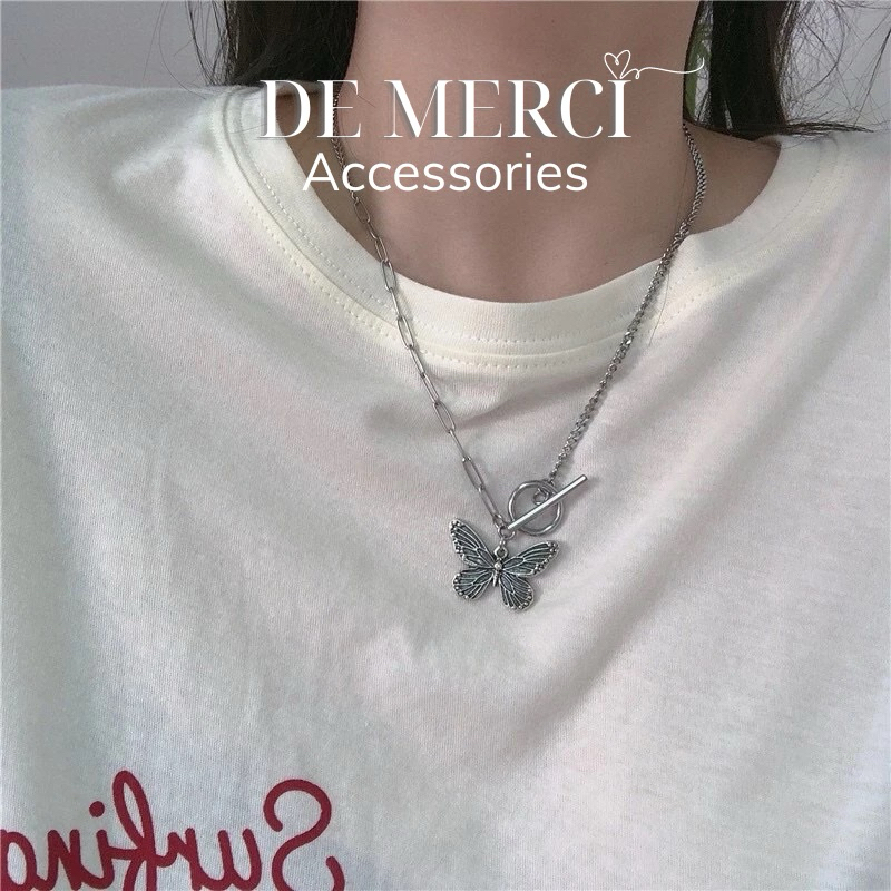 Set vòng cổ, dây chuyền hình bướm cá tính phong cách retro - De Merci Accessories