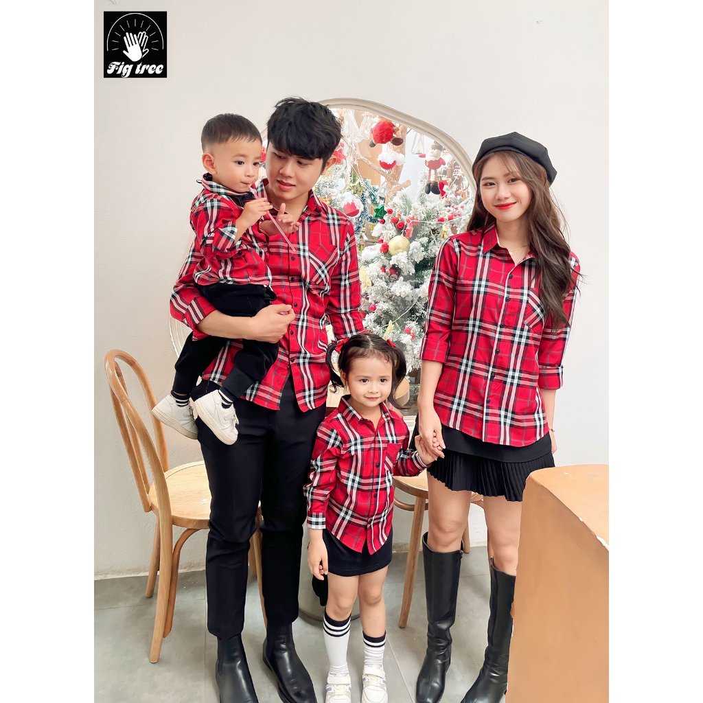 Đồ Gia Đình Caro Đỏ Fig Tree Siêu Sang Đi Tiệc, Chơi Lễ ( Hàng Thiết kế), Chất Cotton Mềm Mát MS 111