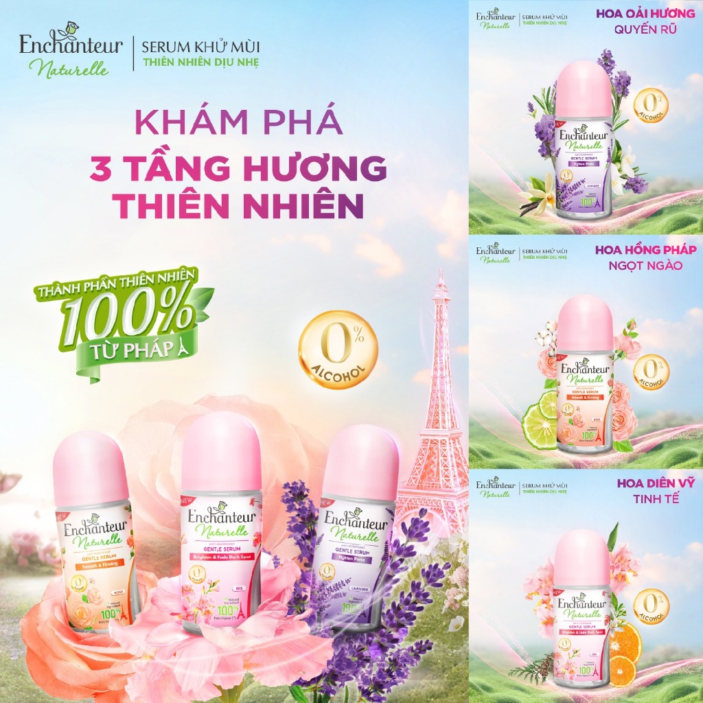 [MỚI] Lăn khử mùi tinh chất Serum Làm Sáng Da và Che Mờ Thâm sau 5 ngày - 100% thiên nhiên dịu nhẹ Enchanteur 50ml