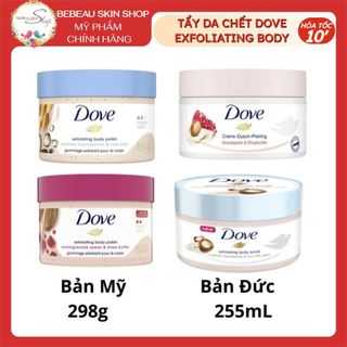 Tẩy Da Chết Dove Exfoliating Body Polish Đức Mỹ 225ml Dưỡng Da Trắng Mịn Màng Macca & Lựu