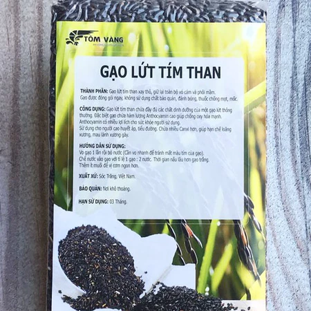Gạo lứt đen Điện Biên, gạo lứt tím than Tôm Vàng 1kg, gạo dẻo ăn giảm cân