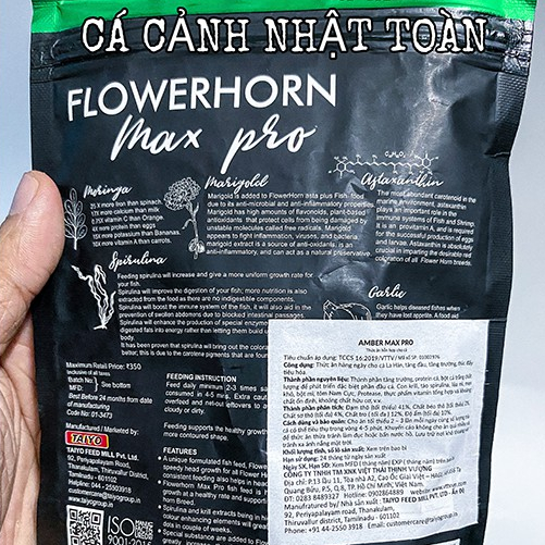 THỨC ĂN CÁ LA HÁN AMBER ẤN ĐỘ FLOWERHORN MAX PRO HỖ TRỢ TOÀN DIỆN 100G