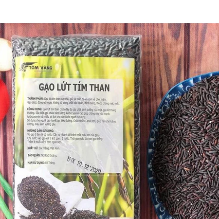Gạo lứt đen Điện Biên, gạo lứt tím than Tôm Vàng 1kg, gạo dẻo ăn giảm cân