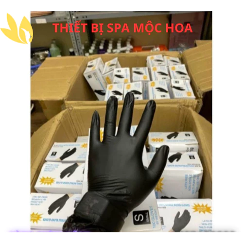 Găng Tay Y Tế Không Bột Bao Tay Y Tế Cao Su Đen Găng Tay Dùng Nặn Mụn- Phun Xăm Trong Spa Hộp 50 Đôi