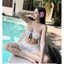 Bikini set 3 món ren quần trong váy ren ngoài nơ (sẵn hàng)