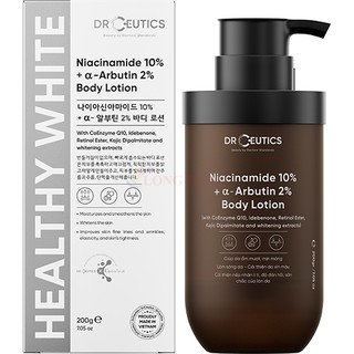 Sữa dưỡng thể DrCeutics Niacinamide 10% + Alpha Arbutin 2% Body Lotion giúp cải thiện độ đàn hồi săn chắc của da (200g)