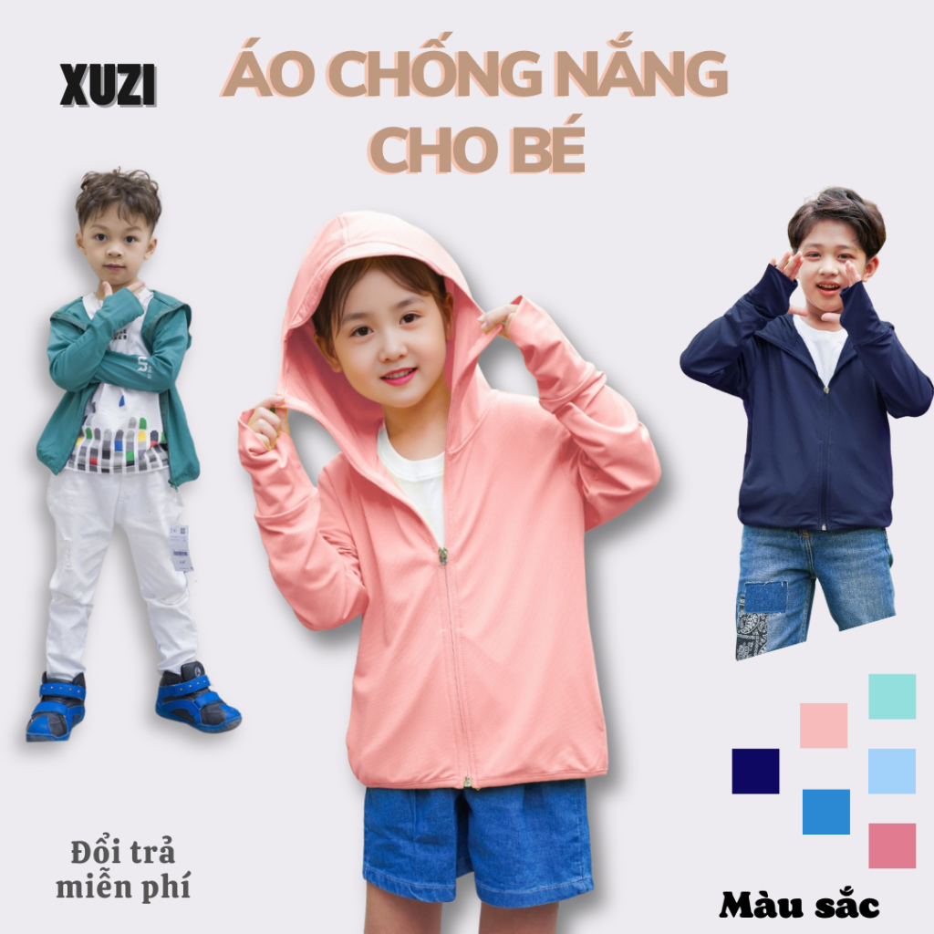 áo chống nắng cho bé trai gái 1 lớp áo khoác chống nắng cho bé vải thông hơi cao cấp ngăn tia UV bảo vệ da của nhà XUZI
