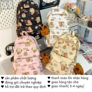 Balo Capybara Đi Học To Nam Nữ Unisex Kèm Móc Khoá Bông Cute Timo TV57