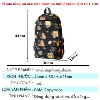 Balo Capybara Đi Học To Nam Nữ Unisex Kèm Móc Khoá Bông Cute Timo TV57