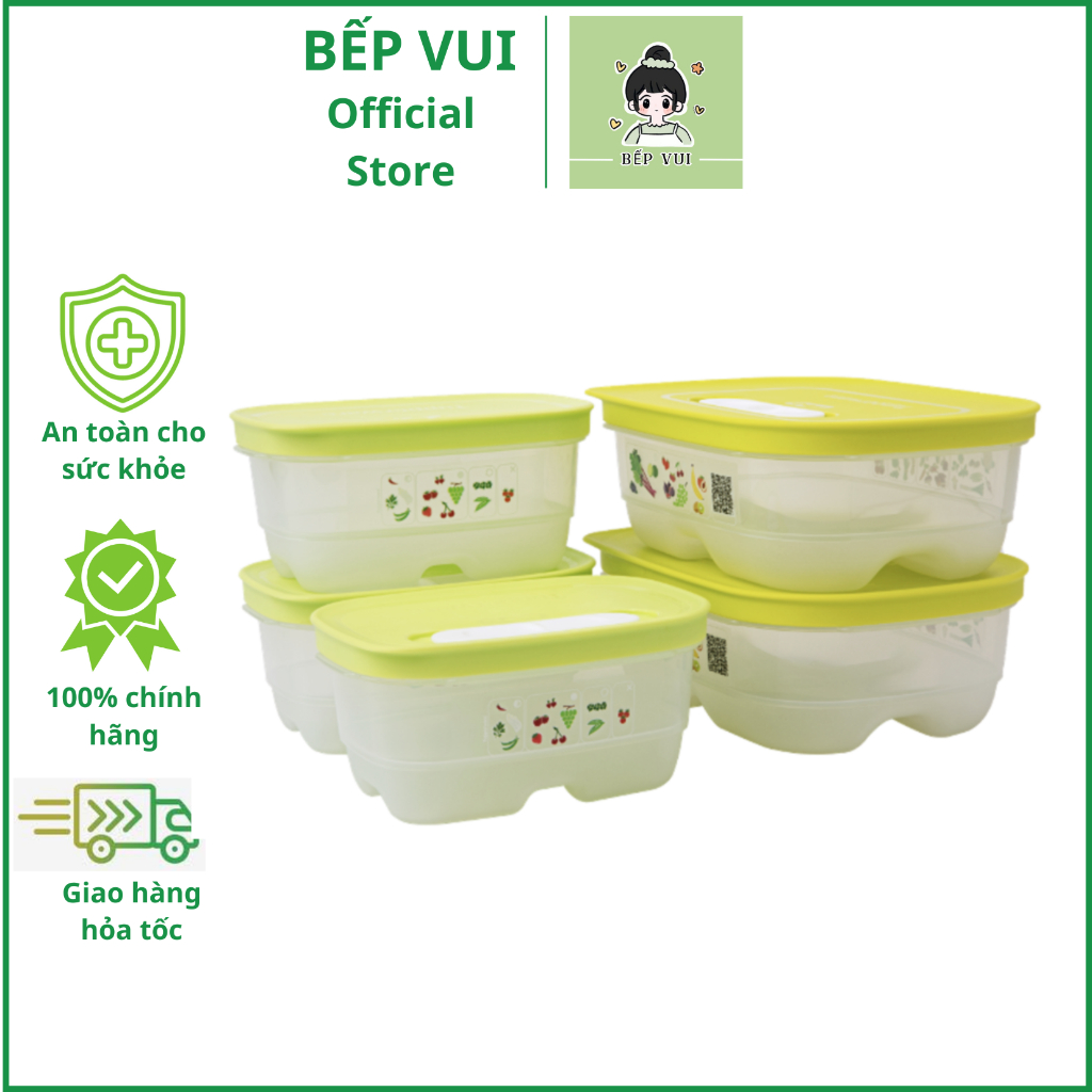 TUPPERWARE_Bộ hộp trữ mát có nút hô hấp Vent Ventsmart Tupperware Five ...