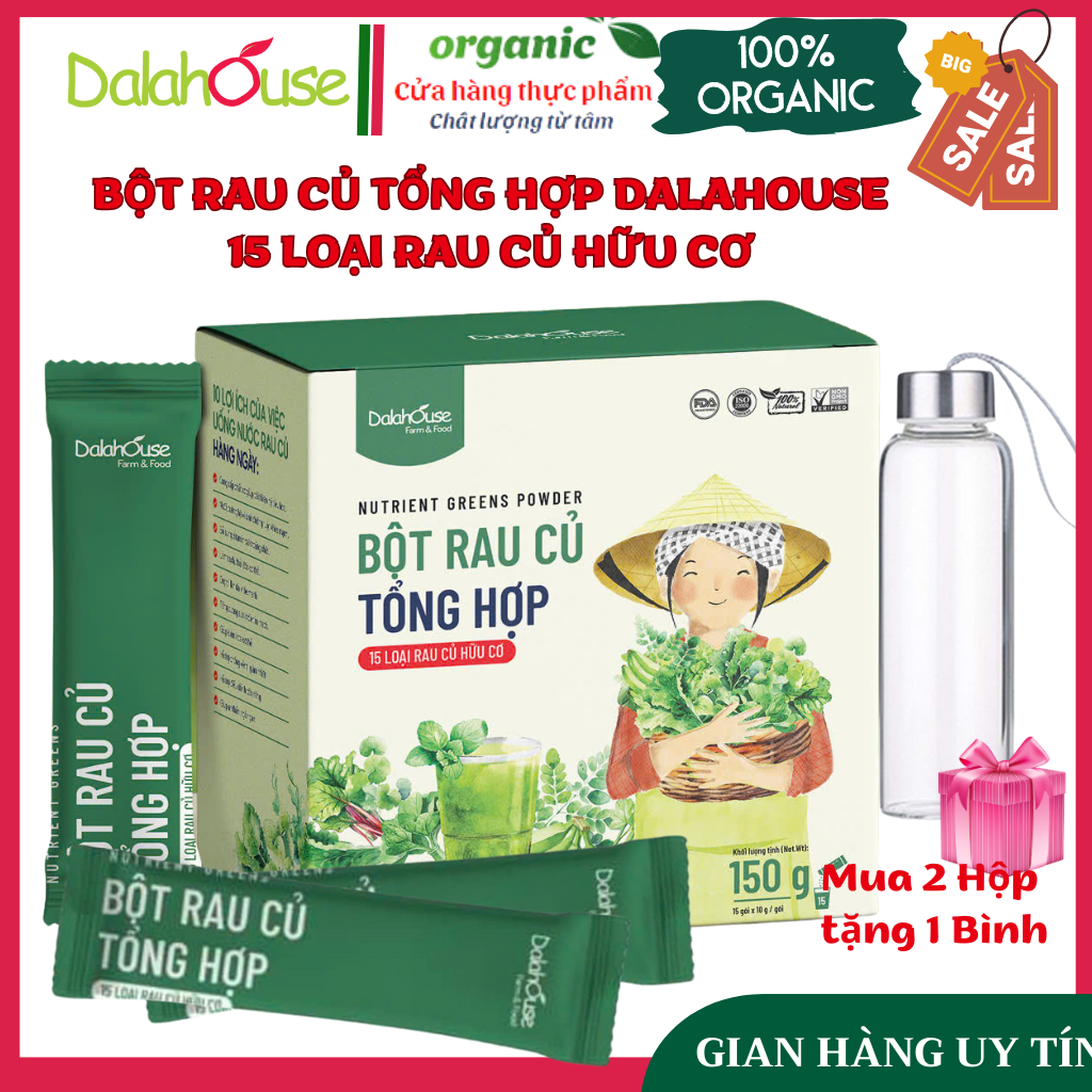 Bột Rau Củ Tổng hợp Dalahouse gồm 15 loại rau củ hữu cơ siêu năng lượng ...