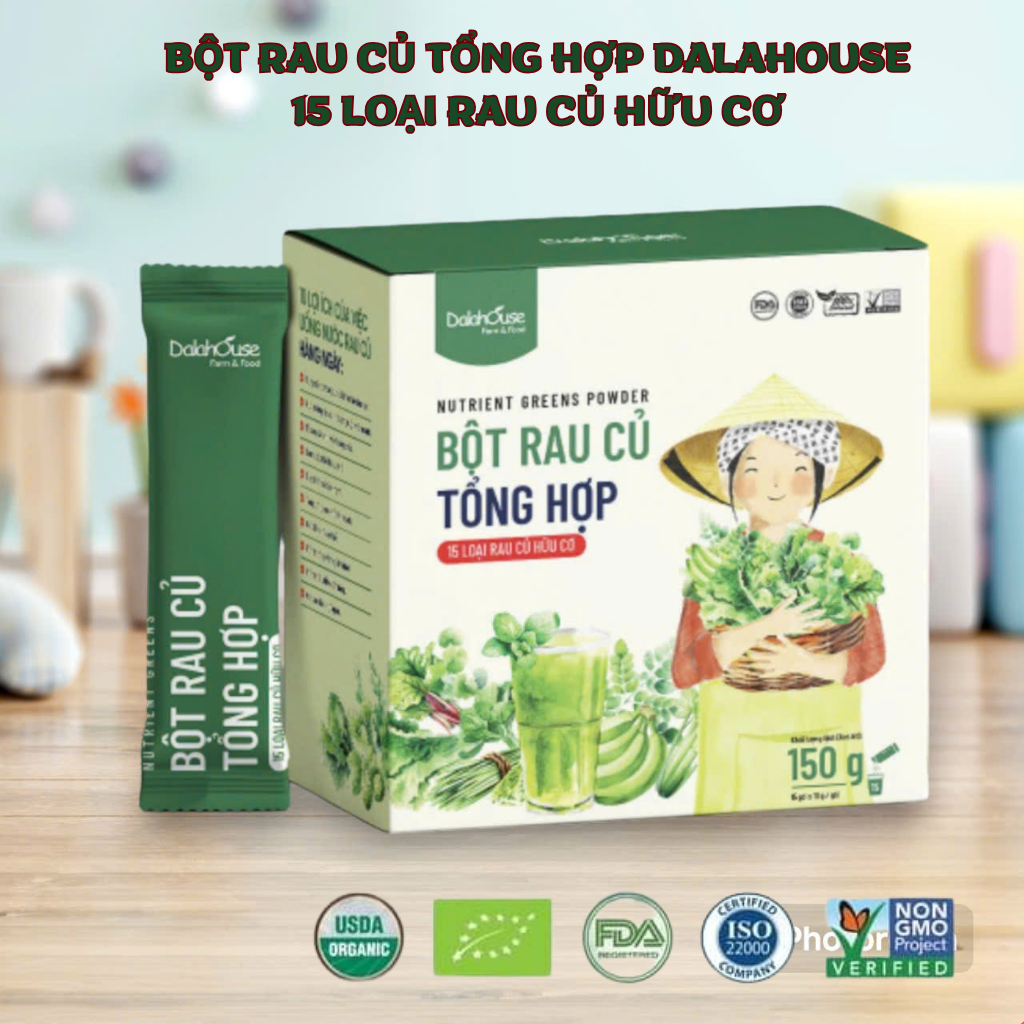 Bột Rau Củ Hữu Cơ tổng hợp Dalahouse 15 loại rau củ Organic - Hộp 15 ...