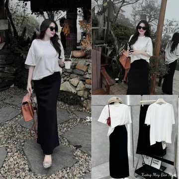 Set Váy Nữ - Áo Phông Nữ Mix Chân Váy Đuôi Cá Nữ Tính Mê Luôn Xưởng May Bảo Ngọc
