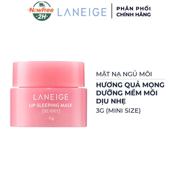 Mặt nạ ngủ môi Laneige 3g hương quả mọng Lip Slepping Mask giúp làm sạch tế bào chết trên môi dưỡng môi mềm mại hồng hào