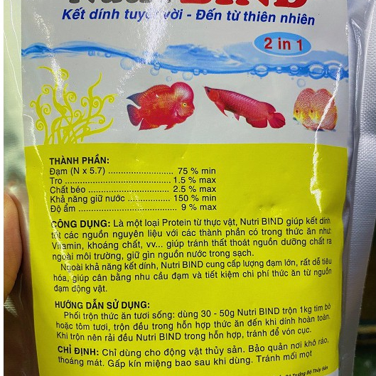 NUTRI BIND KẾT DÍNH TỰ NHIÊN TRỘN TÔM, TIM BÒ THỨC ĂN CHO CÁ