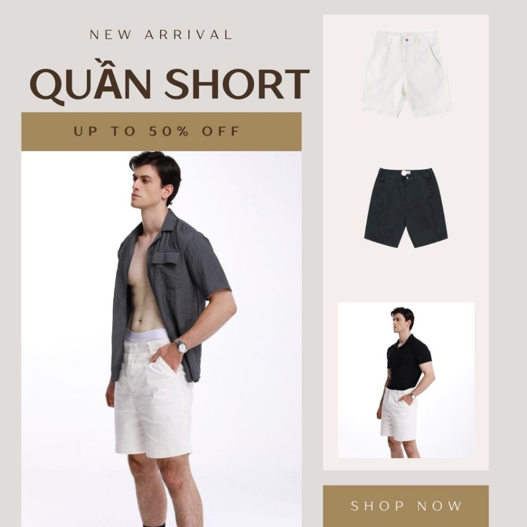 Quần Short Lửng Nam Kaki Linen Bố Palawan Đi Biển Đi Chơi | TRẮNG + ĐEN | VILLA WINGS