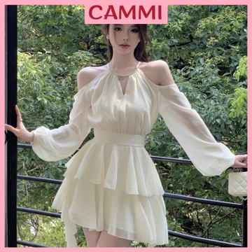 Váy Đầm Hở Vai Dáng Yếm 2 Tầng Ngắn Xoè Chất Voan Tơ Kiểu Dáng Tiểu Thư HV182 (Đầm Liền Thân)