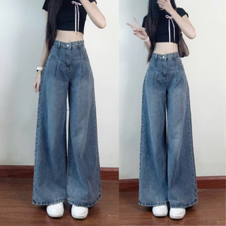 Quần bò jean ống xuông ống rộng Maia đủ màu kiểu xếp ly tôn dáng