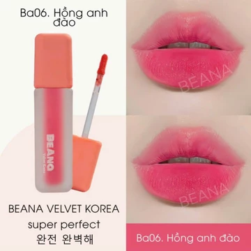 Son môi Beana màu hồng phấn, hồng đào lên môi tự nhiên, nhẹ nhàng siêu xinh, lâu trôi, không chì, mềm mịn môi