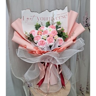 Bó hoa hồng len 10 bông valentine, hỏa tốc HCM