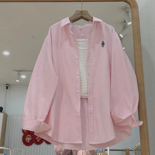 [ Rẻ vô địch ] Áo sơ mi oversize dành cho nữ chất đũi xốp dày đẹp - Sơ mi thêu gấu