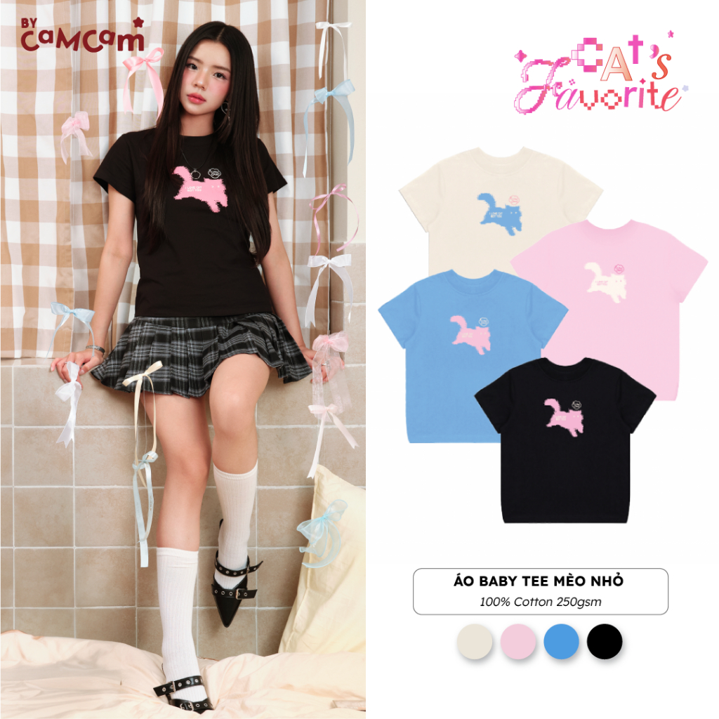 Áo Baby Tee Bycamcam "I Love Cat" 100% Cotton [BST Cat's Favorite] ABN030