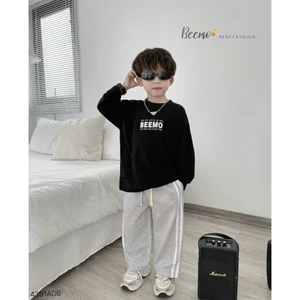 Áo phông dài tay in chữ Beemo vải cotton mềm mại mặc thu đông cho bé 9-24kg 4391ADB