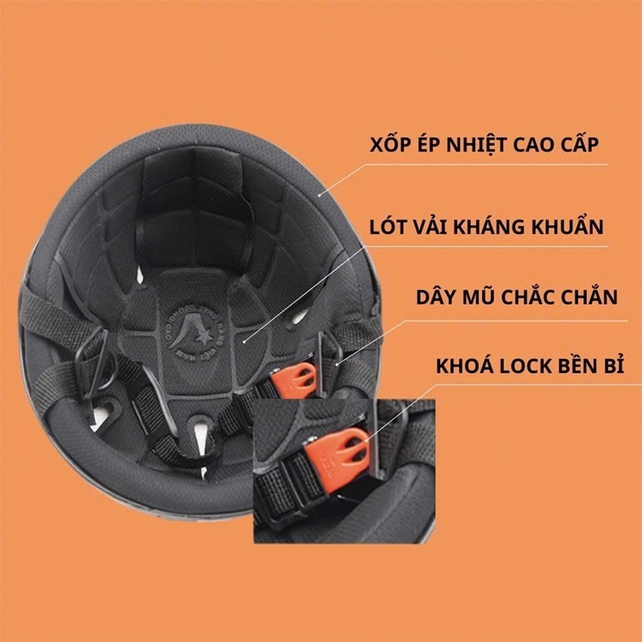 Mũ Bảo Hiểm Nửa Đầu Gấu Nâu Có Tai  ( Kính Phi Công + Kính UV400 Đen ) Helmet Nam