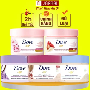Tẩy Tế Bào Chết Body Dove Bản Mỹ & Đức CHÍNH HÃNG - Tẩy Da Chết Dove Body Toàn Thân Hạt Macca, Lựu Vật Lý Japari