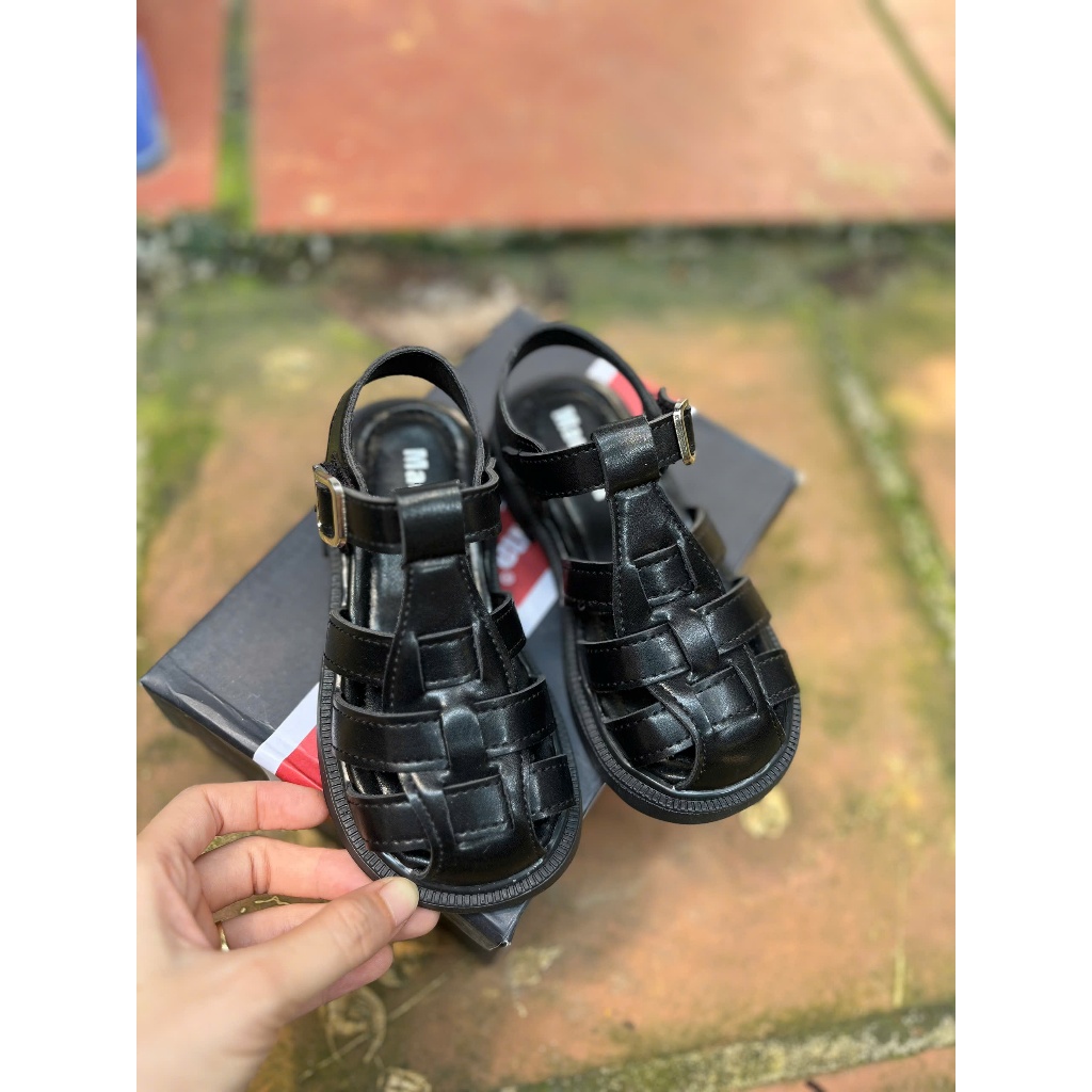 sandal bé gái dép rọ đan cho bé bảo vệ chân chống trơn trượt mẫu mới nhất năm có size đại đen trắng có hộp xd766