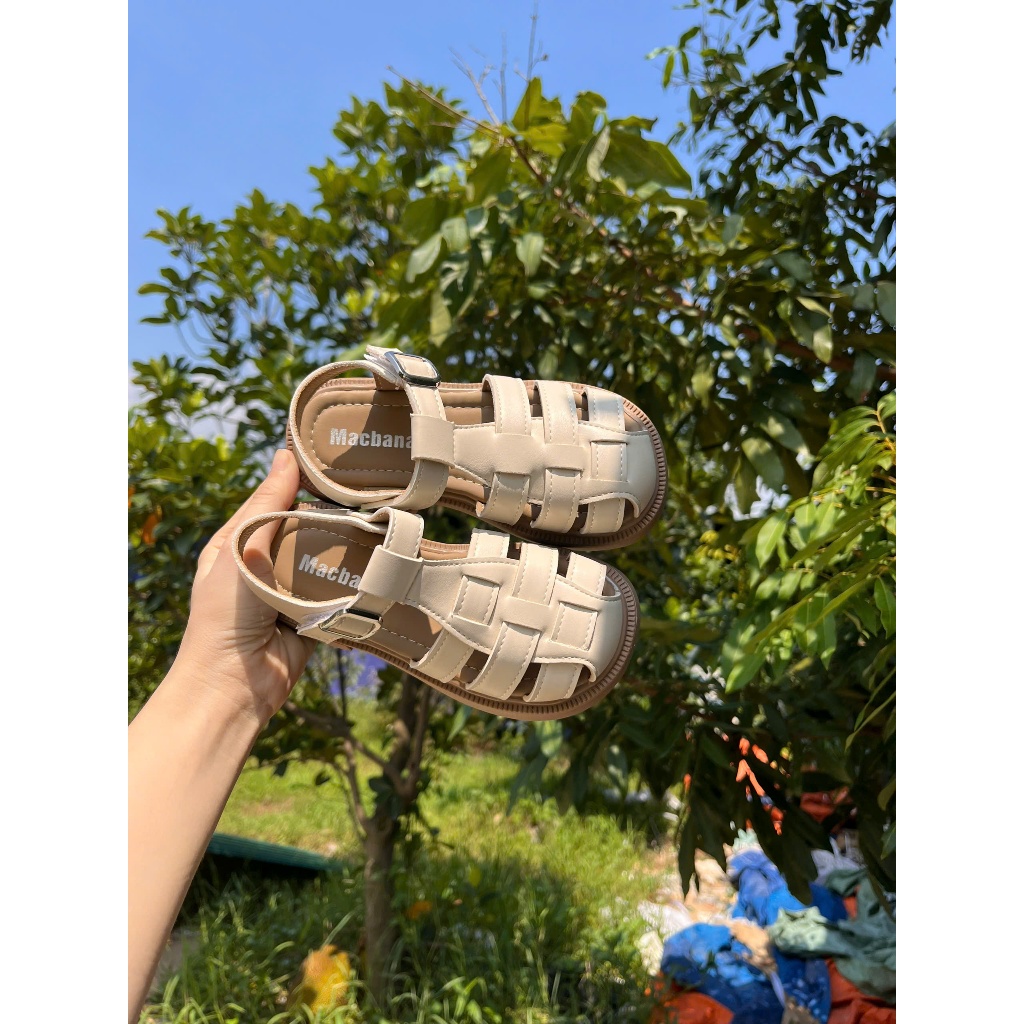 sandal bé gái dép rọ đan cho bé bảo vệ chân chống trơn trượt mẫu mới nhất năm có size đại đen trắng có hộp xd766