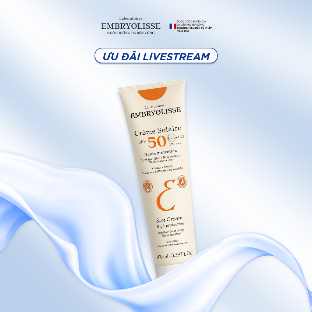 Ảnh [Livestream x EMB] Kem chống nắng phổ rộng Embryolisse100ml 1