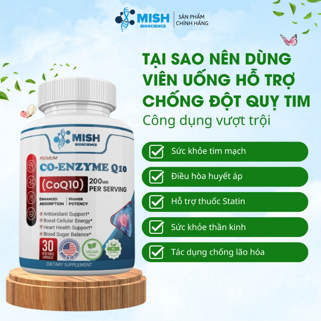 Viên Uống Hỗ Trợ Chống Đột Quỵ Tim Coq10 (Co-Enzyme Q10) 200mg