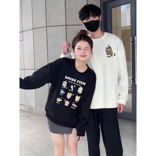 Áo Hoodie Áo Sweater cặp đôi Uniex Áo đôi chất nỉ bông thời trang Dire Fish Form rộng [A085]