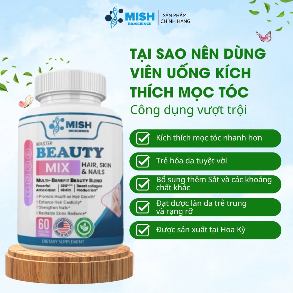 Viên Uống Kích Thích Mọc Tóc, Đẹp Da Và Móng Cao Cấp Master Beauty Mix