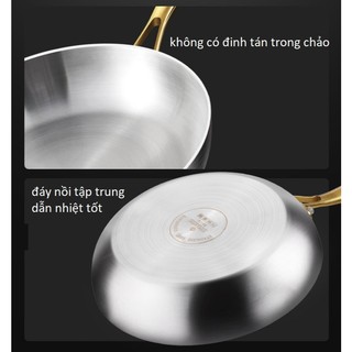 INOX 316 Chảo Không Tráng Men KENGQIANG  Chống Dính Tự Nhiên An Toàn nhiều size Đúc Nguyên Khối .
