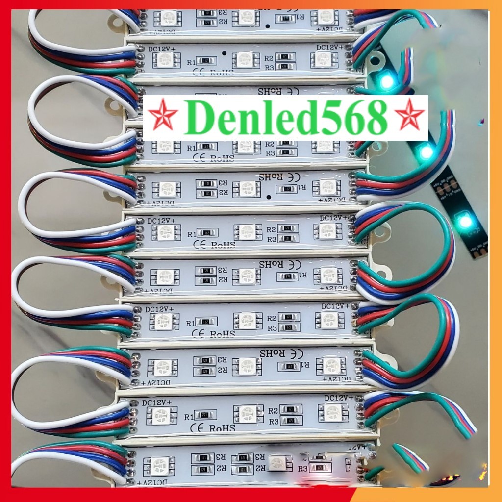 Dây Led dán 12v hắt 3 mắt 7 màu RGB điện 12v vỉ 3 bóng 20 thanh ...