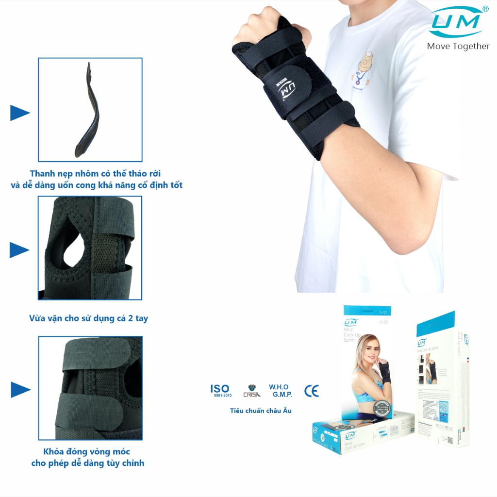 Ảnh Nẹp Cổ Tay Có Thanh Đỡ UM G02 [United Medicare] [1 Cái]. Tiêu Chuẩn Châu Âu 3