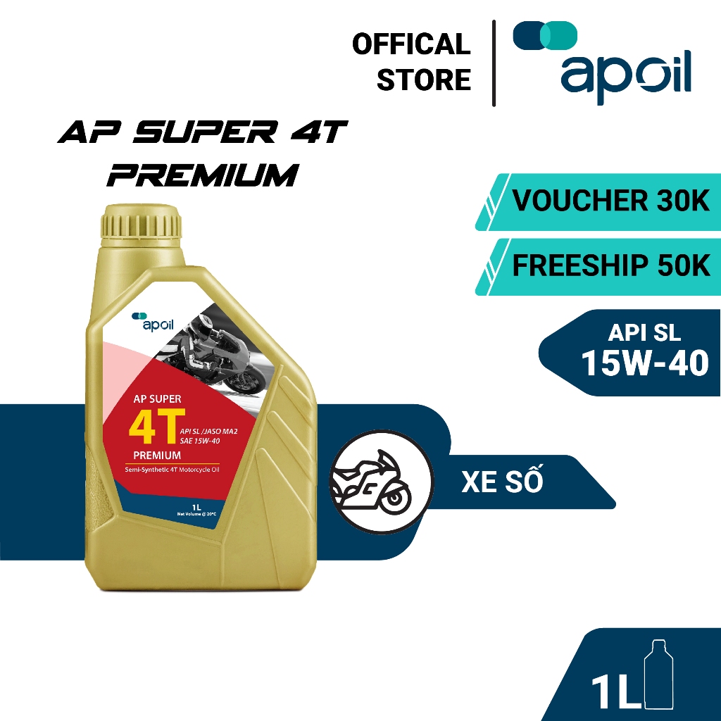 Dầu nhớt xe số AP Super 4T Premium 15W40 - AP OIL - Dung tích 0.8L/1L ...
