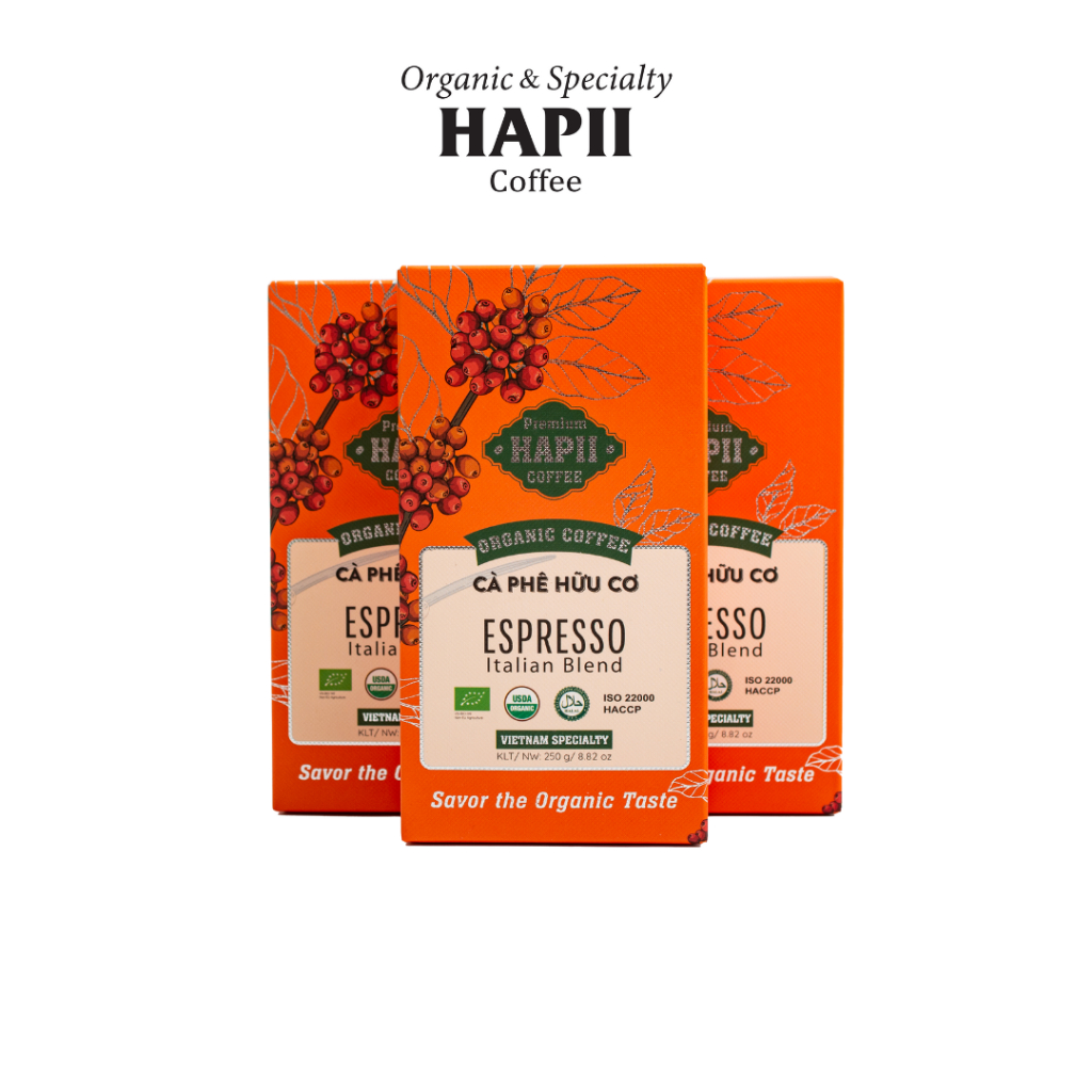 Cafe Hữu Cơ Pha Máy Espresso Hapii Coffee Hộp 250G | Shopee Việt Nam