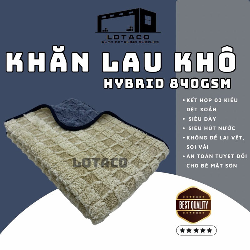 Khăn lau khô ô tô cao cấp HYBRID ( kết hợp 02 kiểu dệt vải) 840,1000 GSM size lớn LOTACO | BigBuy360 - bigbuy360.vn