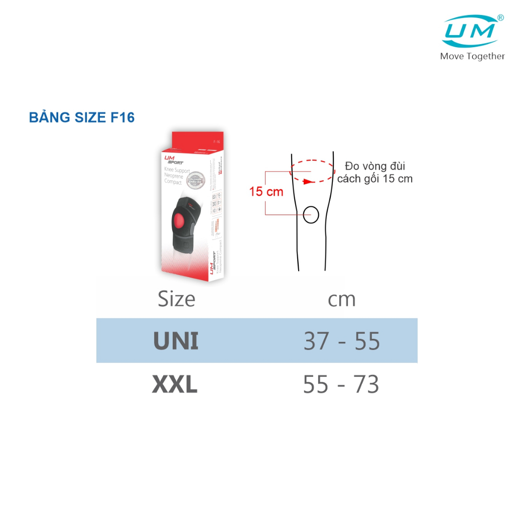 Ảnh Bó Gối Đai Dán Có Nẹp Neoprene - Compact UM F16 [United Medicare] [1 Cái]. Tiêu Chuẩn Châu Âu 2