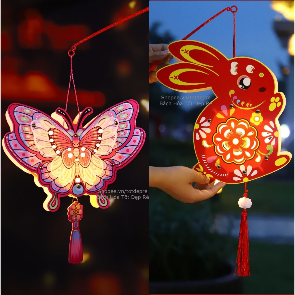 Đèn lồng trung thu lắp ghép có đèn LED hình đẹp cho cả bé trai và bé gái làm quà tặng tập thể