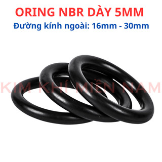 Dày 5mm, Đường kính ngoài Từ 16mm đến 30mm, Gioăng cao su -  Oring NBR (túi 5 sợi)
