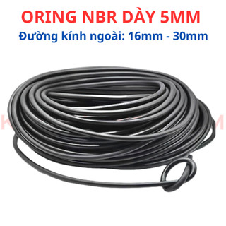 Dày 5mm, Đường kính ngoài Từ 16mm đến 30mm, Gioăng cao su -  Oring NBR (túi 5 sợi)