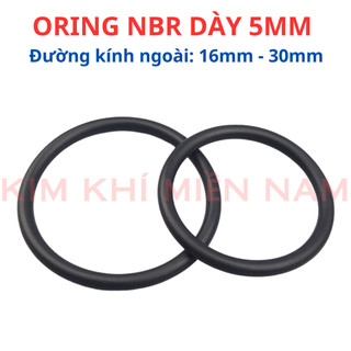 Dày 5mm, Đường kính ngoài Từ 16mm đến 30mm, Gioăng cao su -  Oring NBR (túi 5 sợi)
