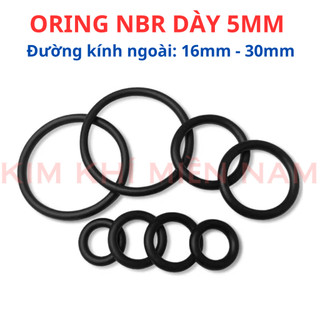 Dày 5mm, Đường kính ngoài Từ 16mm đến 30mm, Gioăng cao su -  Oring NBR (túi 5 sợi)