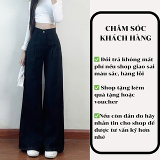 [Ảnh thật] Quần jeans xuông xếp ly màu đen dáng dài 247store phong cách Hàn Quốc giá rẻ